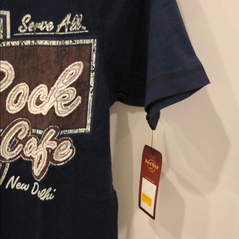 New Hard Rock Cafe New Delhi vintage graphic embroidered cotton crew t-shirt - Picture 4 of 5